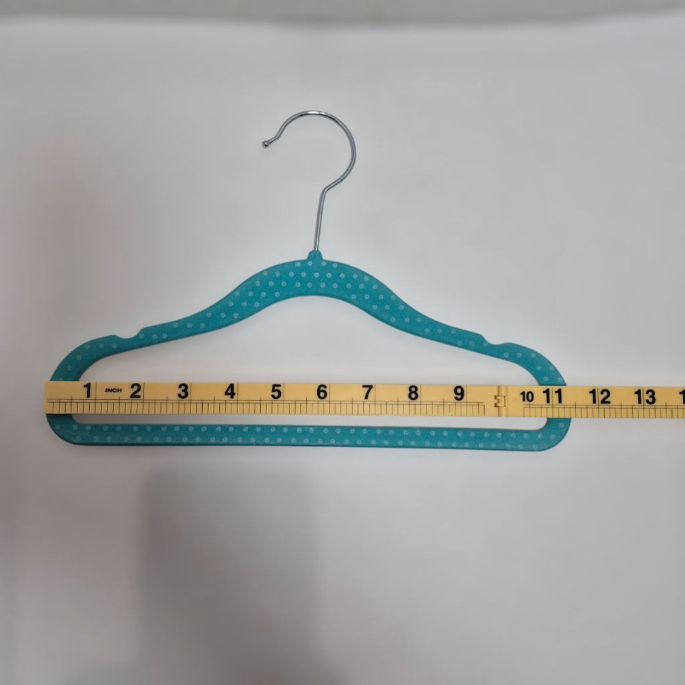 Infant Toddler Velvet Hangers Non Slip Slim‎ Polka Dot Teal Gray 13” Lot - Picture 5 of 5